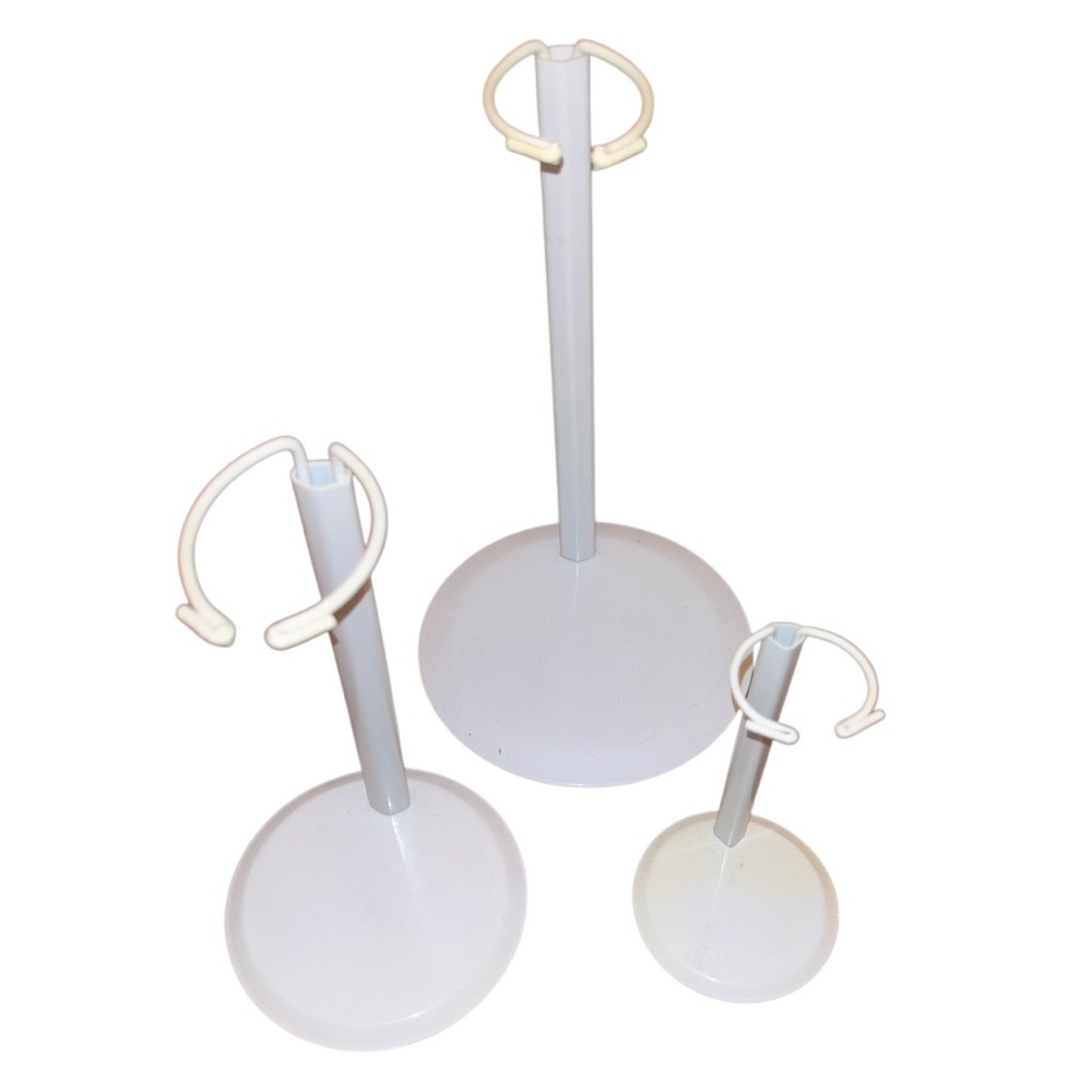 Adjustable Doll Stands Set 3 Pc Vintage Doll Accessories Doll House White